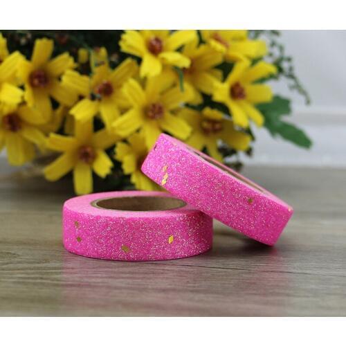 Pink Washi Tape Glitter Diy Set Stationery Decorative Tape Scrapbooking Photo Album School Tools Kawaii Scrapbook Paper