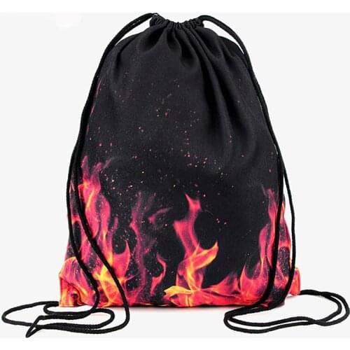 Backpack drawstring BAGS drawstring fashion 3D printing fire travel softback men bags unisex Womens shoulder bag knapsack new