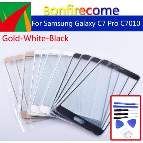 5.7" For Galaxy C7 Pro C7010 SM-C7010Z Touch Screen Front Glass Panel TouchScreen Outer Glass Lens NO LCD