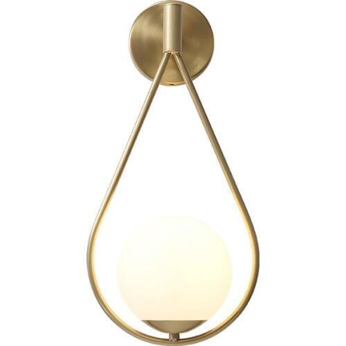 Nordic Modern Bedside LED Wall Lamp Water Drop Art Brass Foyer Background Bedroom Restaurant Aisle Wall Sconce Lighting Glass