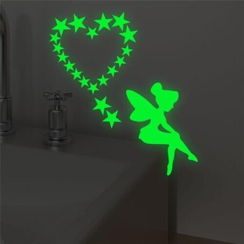 Luminous Stickers Angel Star Switch Sticker Glow in the Dark Funny DIY Home Decoration Living Room Wall decals poster