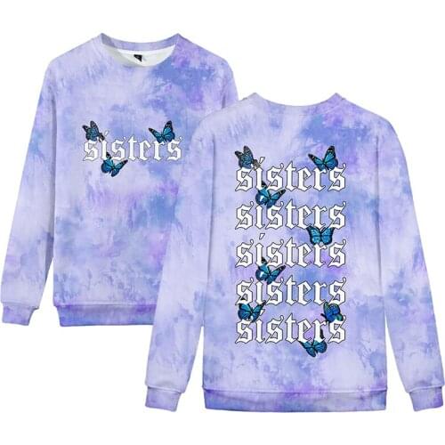 3d Hoodies Pullover Sisters Butterfly Fashion Hip Hop Sports Men Women Capless Sweatshirts Long Sleeve O-neck Couple Hoodie Tops