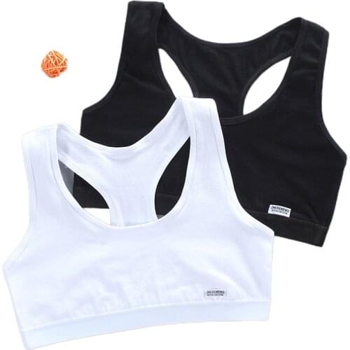 Tops for Teens Girl Undies Vest Crop Top Underwear Racerback Cotton Sport Training Bralette 8-14Y 11 13 Schoolgirl Cosy Clothes