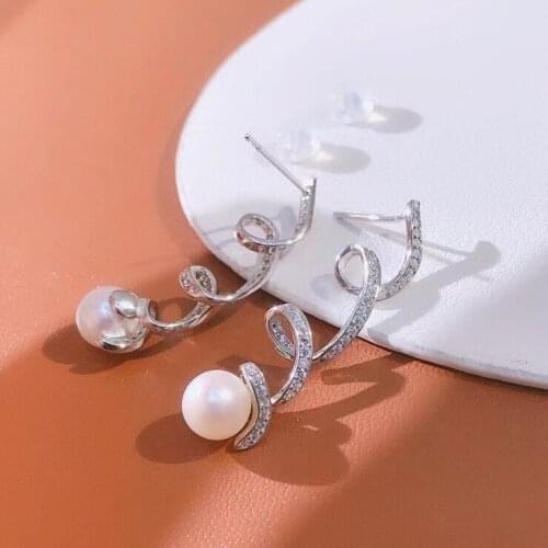 Gorgeous 925 Sterling Silver Earrings Findings Settings Base Mountings Parts Mounts for Coral Pearls Agate Crystal Stones Beads
