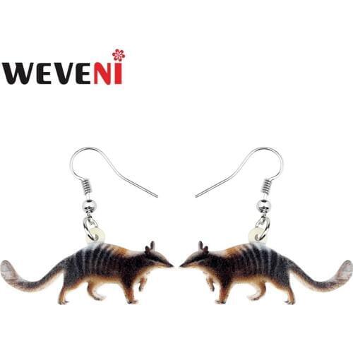 WEVENI Acrylic Brown Australian Striped Numbat Earrings Dangle Drop Unique Animal Jewelry For Women Girls Lovers Charm Gift
