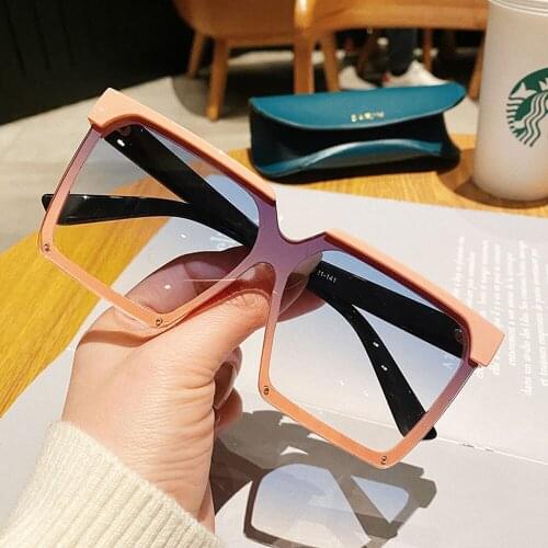 Vintage Double Color Frame Square Gradient Sunglasses For Women New Brand Oversized Sun Glasses Female Elegant Rivet Shadess