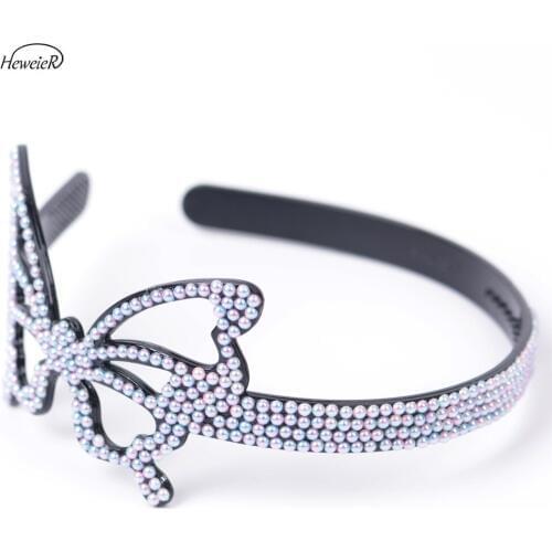 Ladies Women Plastic Hollow Butterfly Bead Teeth Hair Hoop Hairbands Headband Hairpiece Hairpin Headdress Hoop Clips