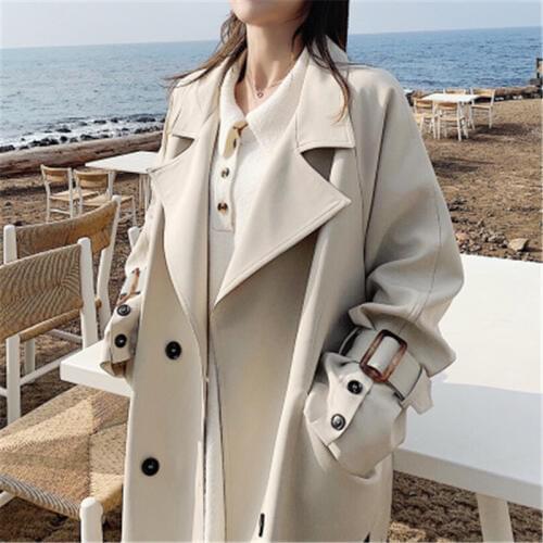 New Arrival 2020 Big Size Teenager Casual Trench Coat With Belt Womens Spring Autumn Long Trench Raincoat Female Outwear 770