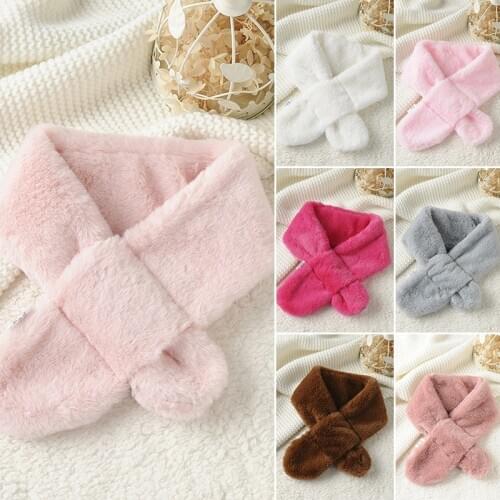 Winter Scarf Baby Girls Children Cute Soft Skin-friendly Imitation Rabbit Fur Collar Scarf Neck for Kids Boys Girls Warm Scarves