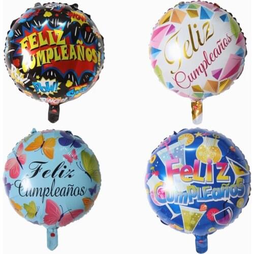1pcs 18inch Feliz Cumpleanos Spanish Happy Birthday Balloons Colorful Foil Helium Air Globos Birthday Party Decoration Supplies