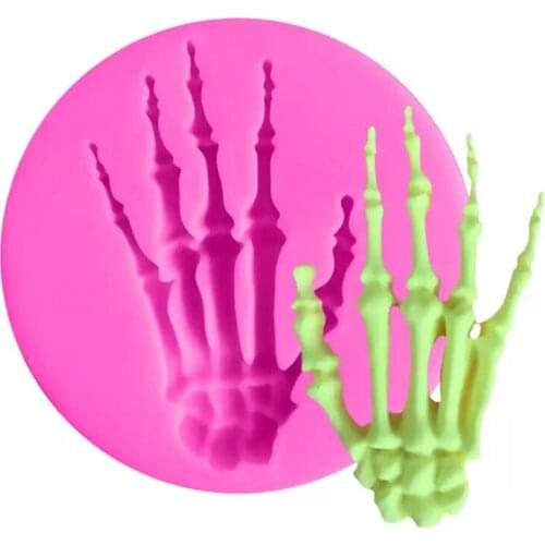 DIY Molds Baking Forms 1PC Cake Pan Halloween Skull Hand Silicone Soap Mold Fondant Cake Decorating Tools Kitchen Chocolate