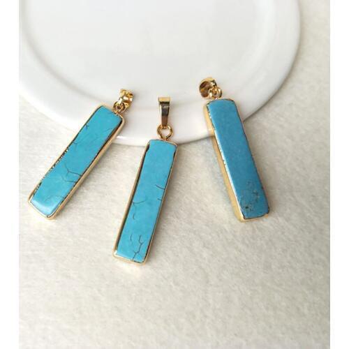 10pcs Natural Druzy Howlite Blue stone Rectangle Bar Pendants Gold Charms,DIY Making necklace Jewelry P543