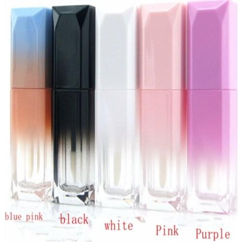 100pcs/lot 5ML Empty Gradient Square Lip Gloss Tube Refillable Bottle Scrub Fashionable Nail Polish Containers Storage Bottle