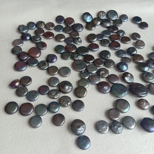 12 PCS/LOT,12-20 mm black coin baroque pearl DIY BEADS,100% freshwater loose pearl,half or no hole,have flaw back side repaired