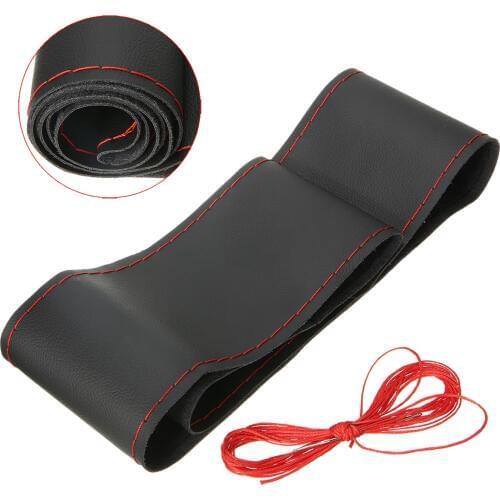 15 inch/38 cm PU Leather Car Steering Wheel Cover Anti-slip CAR Steering-Wheel Braid Stitch On Wrap With Needle Thread
