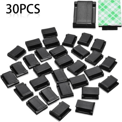 30pcs Plastic Wire Tie Cable Clamp Clips Holder Self-adhesive Mount Clamp Tie Cord Holder Storages Supplies