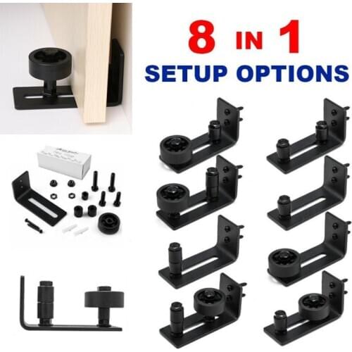 8 In 1 Carbon Steel Sliding Barn Door Floor Guide Stay Roller for Barn Door Slide Rail Mechanism Furniture Hardware Accessory