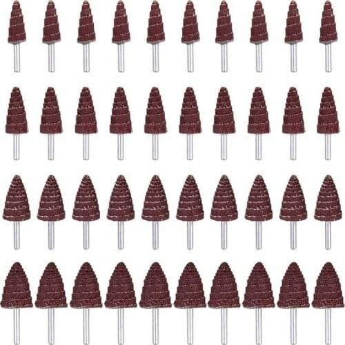 40 Pack Cone Shape Abrasive Sandpaper 1/4 Inch Shank Mounted Flap Wheels 80 Grit for Removing Rust