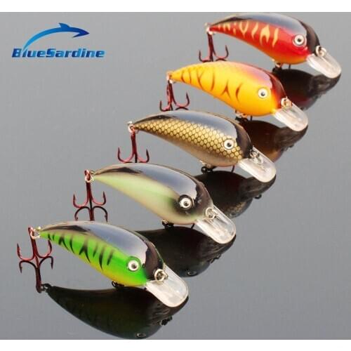 BlueSardine 5PCS 7.6G 7CM Crank Bait Fishing Lures Minnow Hard Bait Plastic Fish Crankbaits Peche Pesca Isca Artificial Red Hook