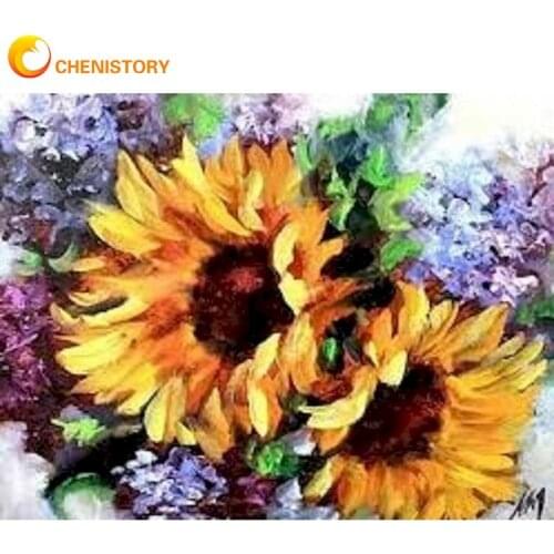 CHENISTORY Paint By Numbers Sunflower Oil Picture 60x75cm Framed On Canvas Hand Painted DIY Gift For Adults Home Wall Decoration