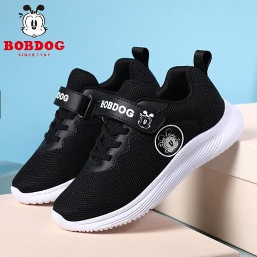 Bobdog childrens shoes boys and girls fashion mesh breathable lightweight wear-resistant casual childrens sports running shoes
