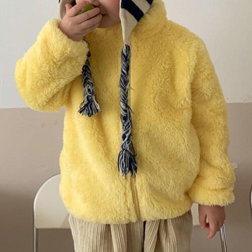 Candy Color Children Winter Coat Zipper Cardigan Baby Boy Girl Wool Coat Autumn Winter Clothes for Child Kids Warm Top Jacket
