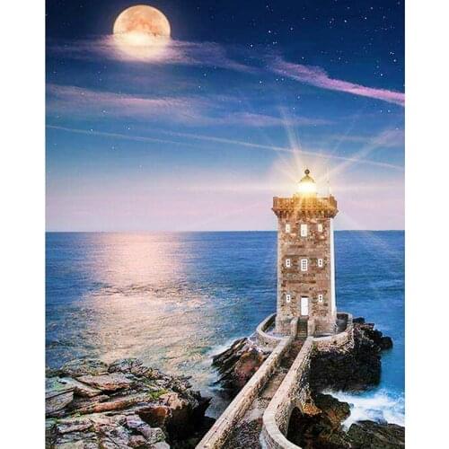 DIY Diamond Embroidery Sea Scenery Cross Stitch 5D Full Landscape Painting Mosaic Rhinestones Picture Love Gift Wall Artwork