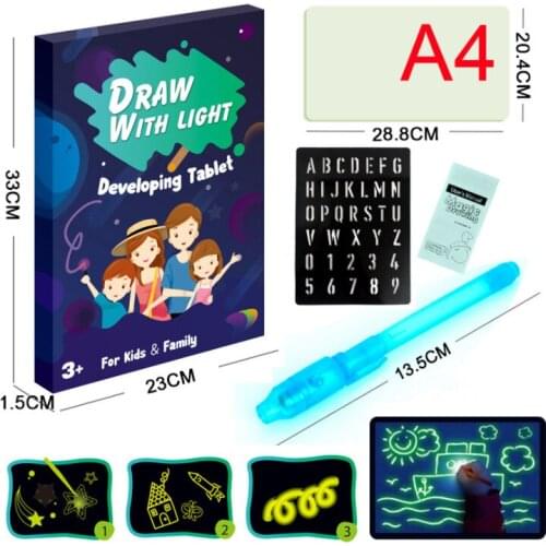 2020 New Children Paint Toy DIY 3 Sizes Fluorescent Drawing Board Light In Dark 3D Luminous Educaitonal painting Toys