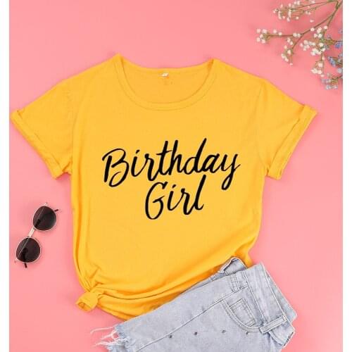 Birthday Girl Fashion Birthday Party T Shirt Harajuku Female Clothing Cotton Pink Print Women T-shirt Short Sleeve Lady Top Tees