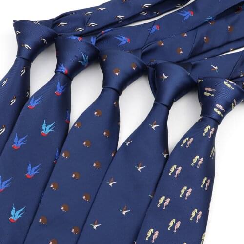 8CM Mens Fashion Tie Animal Bird Astronaut Floral Pattern Jacquard Necktie Wedding Party Gift Daily Wear Gravata Accessories