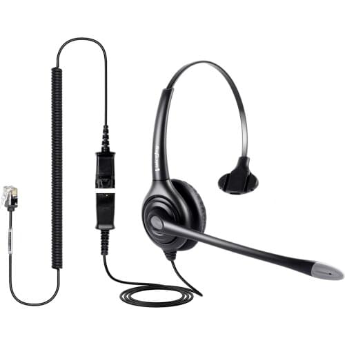 Monaural RJ9/RJ10 connector headset wtih QD (Quick Disconnect) cable Noise canceling Telephone headset call center headset