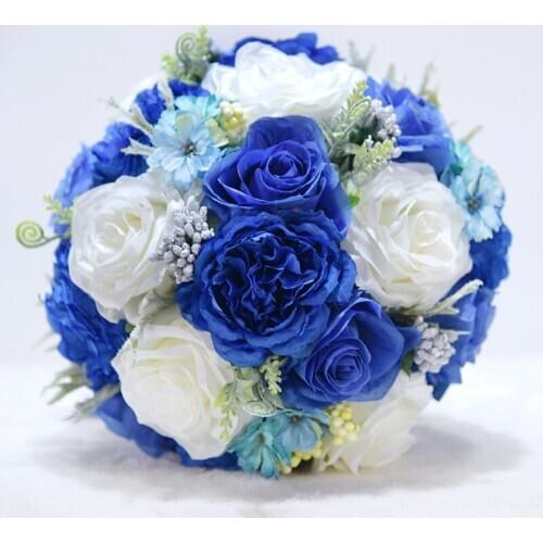 Artificial Flowers Wedding Bouquet Crystal Roses Bridesmaid Bouquet, Bridal Bouquet Rose Flowers for Wedding Party and Church