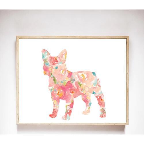 Watercolor Dog Frenchie Art Canvas Painting Wall Pictures , French Pet Bulldog Canvas Art Prints And Poster Home Kids Room Decor