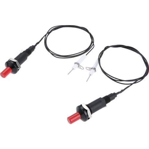2 Pcs Piezo Spark Ignition Set Piezo Igniter with Spark Electrode 200 Degree Resistance 1m Long Wire for Gas Grill Stove Heaters