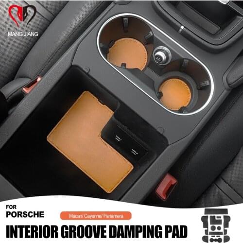 Leather Coaster Door Handle Mats Sticker For Porsche Panamera Macan Cayenne Cup Door Groove Mat Pad stickers Car Accessories
