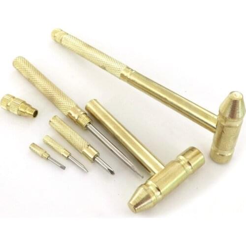 M89B Durable 5 in 1 Mini Brass Hammer 4 Kinds Screwdriver Bits Pocket Tools Home Decoration Office Elegent Desk Accessory