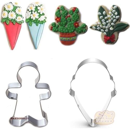 1pcs patisserie reposteria Bakeware Mold Metal Cookie Cutter Fondant Cake Decor Flower Cactus Biscuit Pastry Shop Mould Kitchen