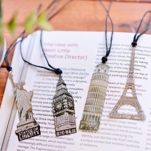 Leaning Tower of Pisa Metal Bookmark American Ancient Architecture Book Holder Hollow Bookmark Teacher Supplies