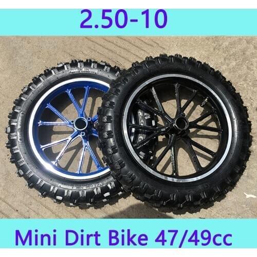 Mini Dirt Bike Front/Rear Wheels 2.50-10 Inner Outer Tires for Mini Apollo Cross-country Motorcycle Honda CRF50 XR50 Yamaha PW50