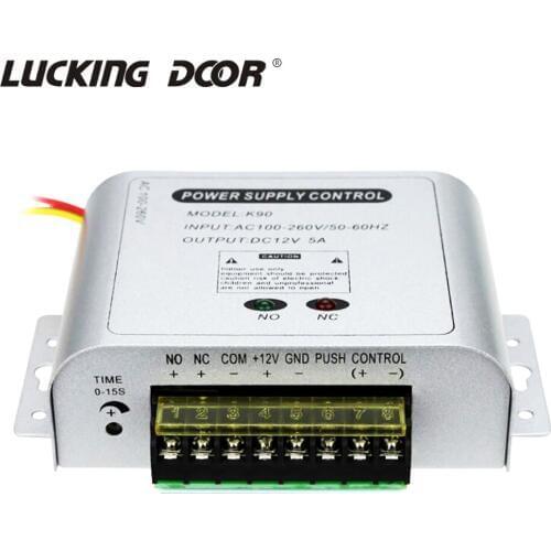 Mini AC 100-260V Access Control Power Supply Controller DC 12V 5A Access Control Time Delay Power Adapter