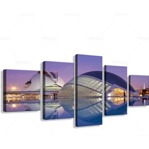 Modular Canvas Print Picture Wall Art 5 Pieces City Arts And Sciences Spain Valencia Painting For Living Room Home Decor Frame