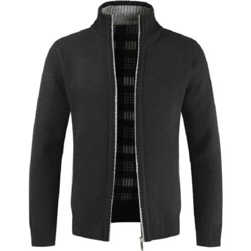 2021Spring New Mens Jacket Slim Fit Stand Collar Zipper Jackets Men Solid Cotton Thick Warm Casual Sweater Coat Men