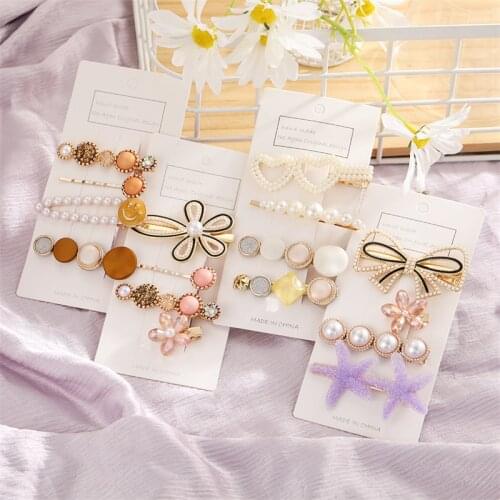 Cute Diamonds Hairpin Set Bow For Women Girls Hair Stars Colorful Hair Ties Elastic Elegant Hair Accessories Wedding Party