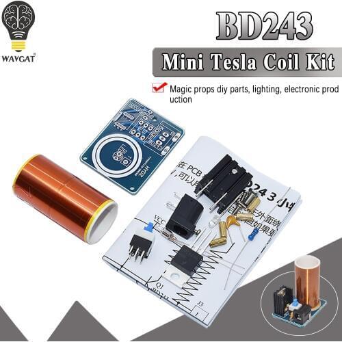 WAVGAT BD243 Mini Tesla Coil Kit Magic Props DIY Parts Empty Lights Technology Diy Electronics BD243C