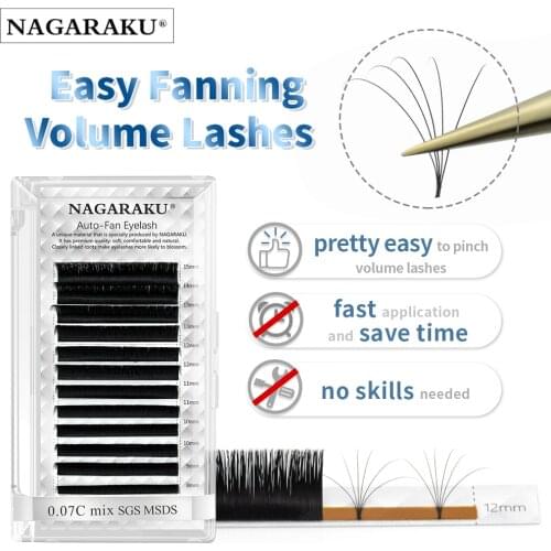 NAGARAKU easy fanning volume eyelash extension fast make fans bloom eyelash individual mink lashes