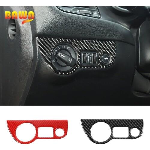 BAWA Carbon Fiber Interior Stickers Car Headlight Switch Button Decoration Covers For Dodge Charger 2010