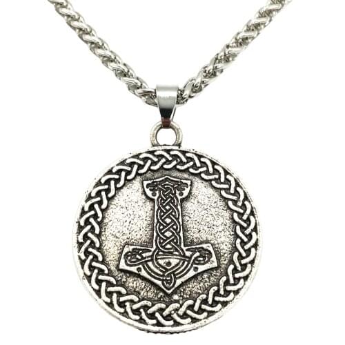 Nostalgia Thor Hammer Mjolnir Pendant With Endless Knots Viking Necklace Men Neckless Jewelery