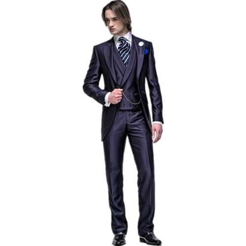 Newest arrived groom tuxedo suits wedding suits mens three piece suit top grade gentleman prom suits custom (jacket+pants+vest)