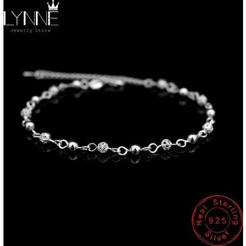 New Charm Hollow Ball Foot Chain Anklet 925 Sterling Silver Fashion Small Round Bead Ball Anklets Chain For Women Jewelry Gift