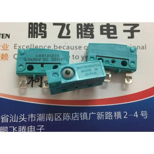 Original new 100% ABS141034 water-proof and dust-proof turquoise medium micro switch travel limited reset 0.1A